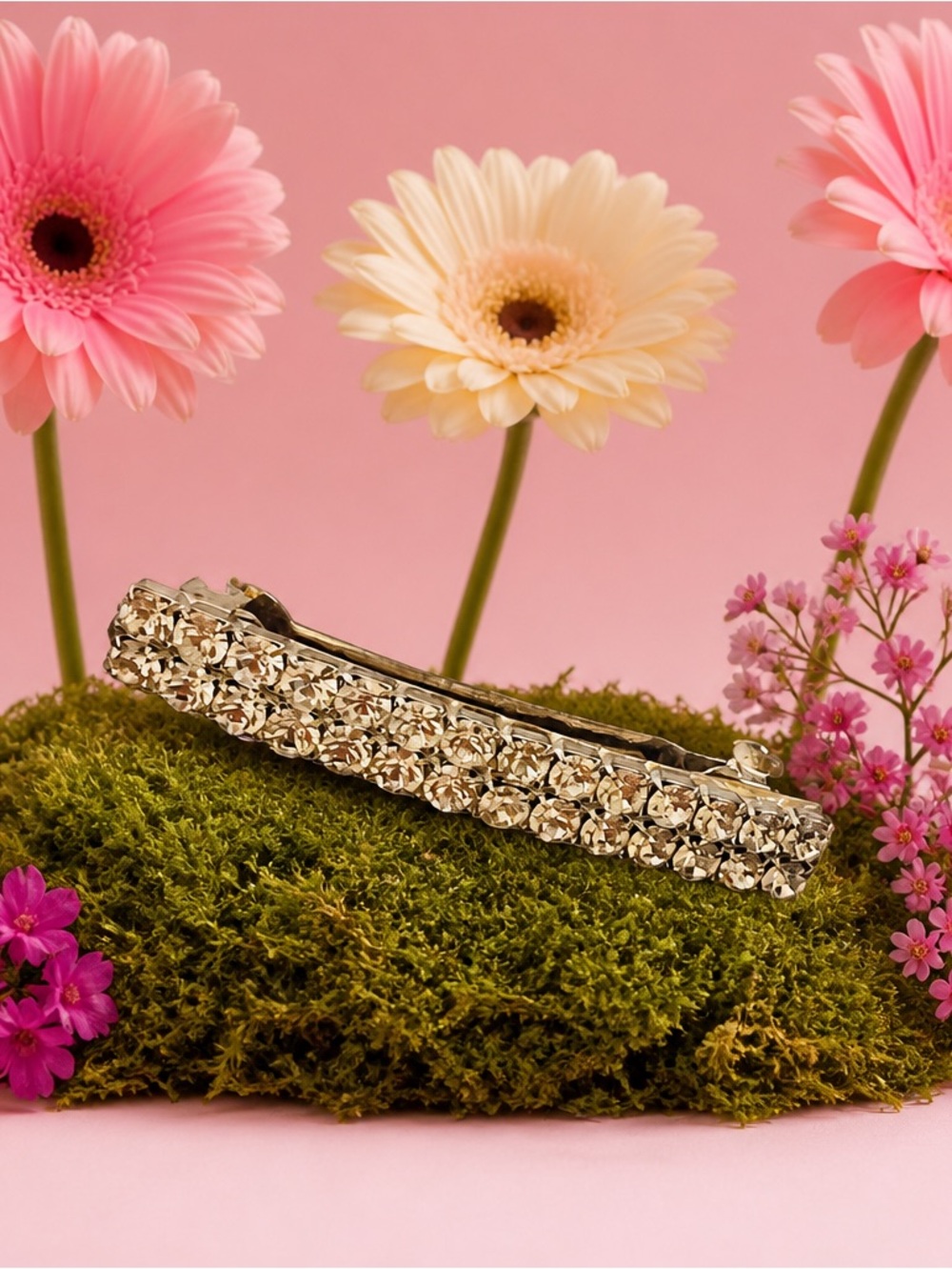 Rhinestone Bar Hair Clip - Silver Sparkle
